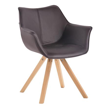 Sedia Attesa TULIP, Comoda e Moderna, Gambe in Legno, Pelle Marrone