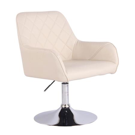 Sgabello ospiti BIAGIO, Design Moderno, Imbottito, Pelle Crema