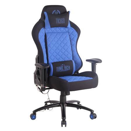 Poltrona Gaming MAXIM MASSAGE, Design Esclusivo, Tessuto, Blu