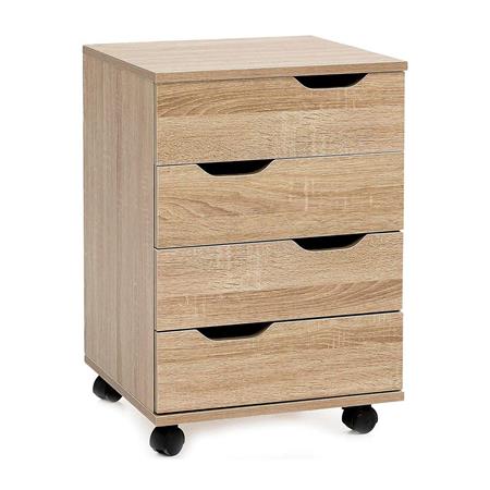 Cassettiera con Ruote CONGO, 4 Cassetti, 40x60x40 cm, Colore Rovere