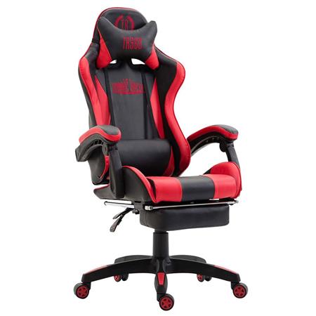 Sedia Gaming LAUDA, Cuscino Lombare e Cervicale, in Pelle Nero/Rosso