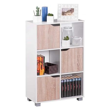 Libreria per ufficio BENNY, 60x94x30cm, In Legno color Bianco e Rovere