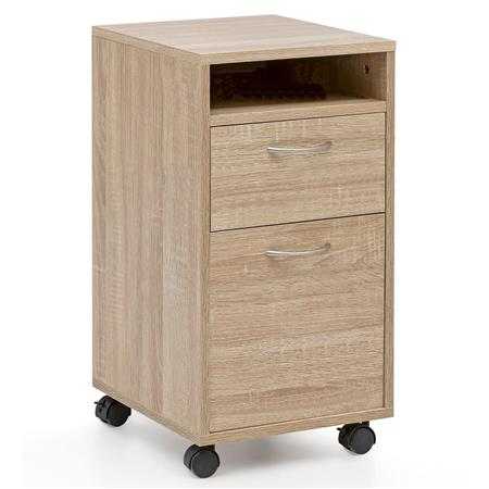 Cassettiera con Ruote CUSCO, 3 Vani, 33x63x38cm, Legno, Rovere
