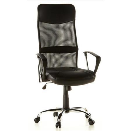 DEMO# Poltrona Ufficio Traspirante ARIAL PELLE, Rete traspirante e Pelle, Prezzo incredibile, colore Nero