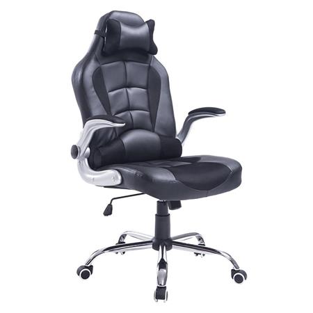 Poltrona Gaming LEXY, Cuscino lombare e cervicale, in Pelle Nera