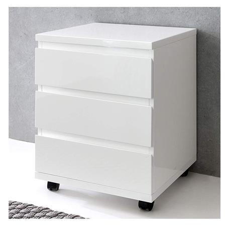 Cassettiera con Ruote TARA, 42x59x42cm, 3 Cassetti, Bianco Lucido