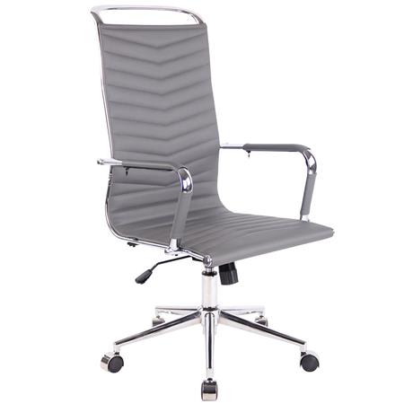 Sedia di Design SIGRID, Cuciture a Vista, Schienale Alto, Pelle Grigia
