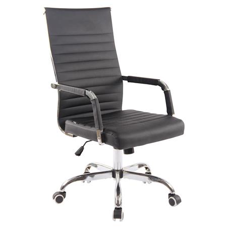 Sedia da Ufficio BERLIN, Design Elegante, Base in Metallo, Pelle Nera