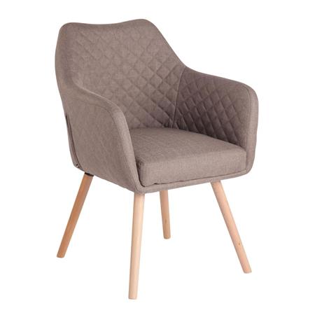 Sedia Ospiti BASILEA, Gambe in Legno color Faggio, Tessuto Marrone Chiaro