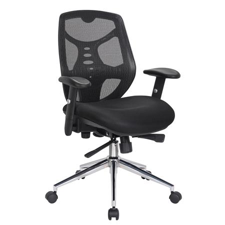 Sedia Ergonomica MANTRA, Regolabile, Rete e Tessuto, Supporto Lombare, in Nero