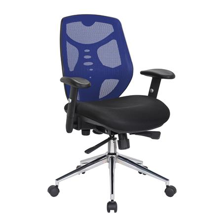 Sedia Ergonomica MANTRA, Regolabile, Rete e Tessuto, Supporto Lombare, in Blu