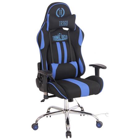 Poltrona Gaming INDY, Funzione Massaggio, Reclinabile, Tessuto Nero e Blu