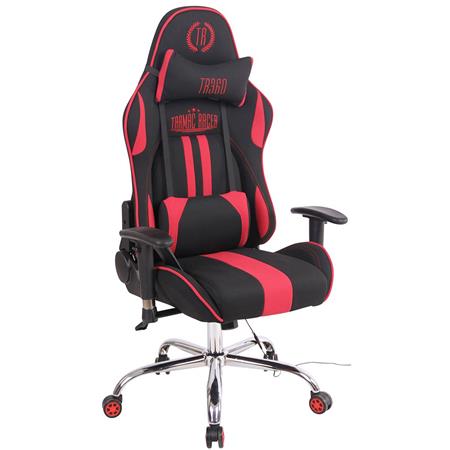 Poltrona Gaming INDY, Funzione Massaggio, Reclinabile, Tessuto Nero e Rosso
