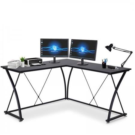 Scrivania Per PC MANILA, Angolare, 142x142x76cm, in Legno, Nero