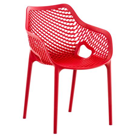 Sedia per Sala d'Attesa NORIA, Impilabile, Braccioli Integrati, Rosso