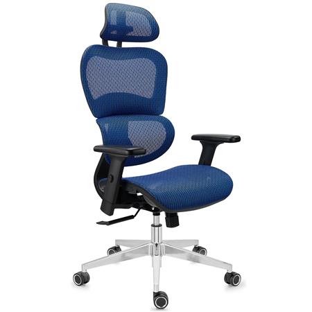 Sedia Ergonomica VICTORY, Certificata, Massimo Comfort, in Rete, Blu
