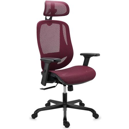 Sedia Ergonomica NOVA, Confortevole e Regolabile, Alta Qualità, in Rete, Bordeaux