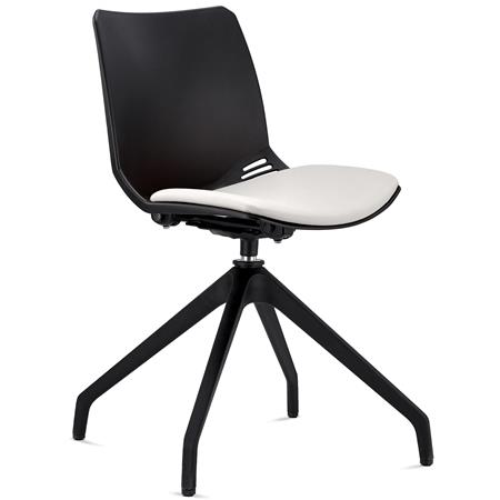 Sedia per Sala d'Attesa SUVA, Girevole, Base Nera, Sedile Imbottito, Bianco