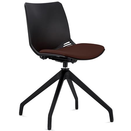 Sedia per Sala d'Attesa SUVA, Girevole, Base Nera, Sedile Imbottito, Marrone