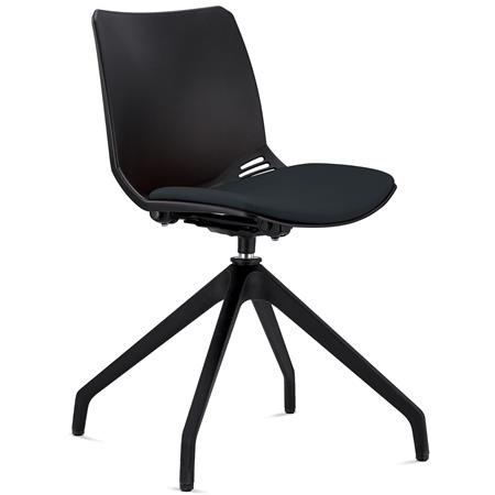 Sedia per Sala d'Attesa SUVA, Girevole, Base Nera, Sedile Imbottito, Nero