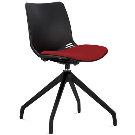 Sedia per Sala d'Attesa SUVA, Girevole, Base Nera, Sedile Imbottito, Rosso