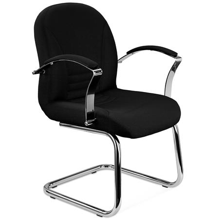 Sedia per Sala d'Attesa CANCÙN, Elegante, Struttura in Acciaio, Tessuto Nero