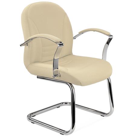 Sedia per Sala d'Attesa CANCÙN, Elegante, Struttura in Acciaio, Tessuto Crema