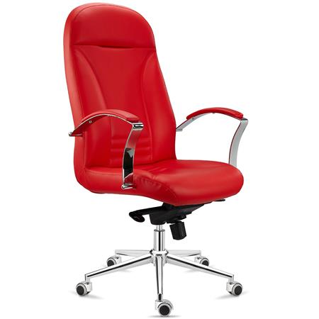 Poltrona Direzionale CANCÙN, Elegante, Meccanismo Basculante, Pelle Rossa