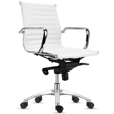 Sedia Ufficio CHICAGO, Elegante, Ottime Rifiniture, in Pelle Bianca