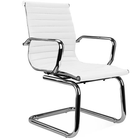 Sedia per Sala d'Attesa CHICAGO, Elegante, in Pelle Con Cuciture a Vista, Bianco