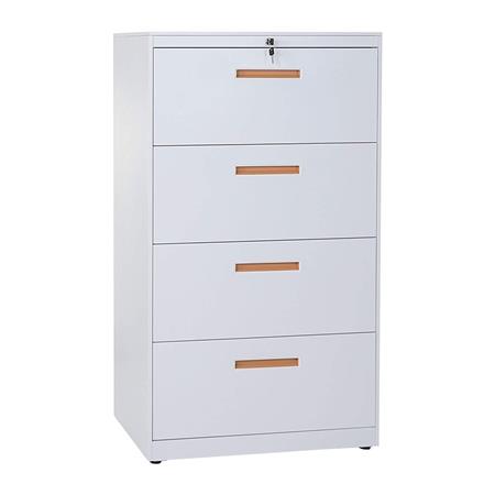 Cassettiera DEVIS, 4 Ampi Cassetti, 132x76x46cm, Acciaio Bianco