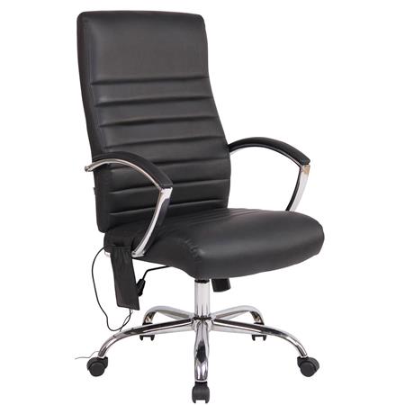 Sedia Ufficio VANCOUVER MASSAGE, Design Moderno, Cuciture a Vista, Pelle Nera