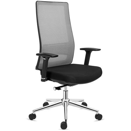 Sedia Ergonomica SANTOS, Schienale Alto, Supporto Lombare, Rete e Tessuto, Grigio