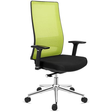 Sedia Ergonomica SANTOS, Schienale Alto, Supporto Lombare, Rete e Tessuto, Verde