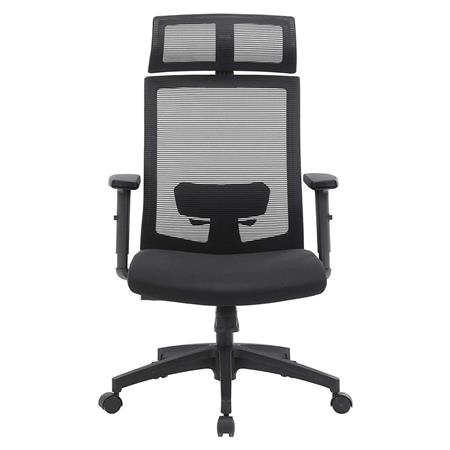 Sedia Ergonomica INSTA, Sostegno Lombare Regolabile, Tessuto Nero
