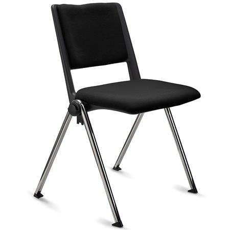 Sedia per sala d'Attesa CARINA, Impilabile, Agganciabile, Gambe Cromate, Tessuto Nero