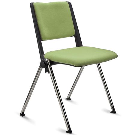 Sedia per sala d'Attesa CARINA, Impilabile, Agganciabile, Gambe Cromate, Tessuto Verde