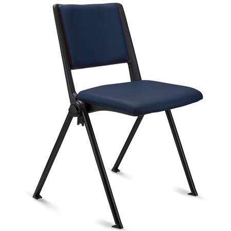 Sedia Ospiti CARINA, Impilabile, Agganciabile, Gambe Nere, Pelle Blu