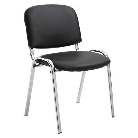 Sedia Conferenze MOBY BASE, Comoda e Pratica, Gambe Cromate, Pelle Nera