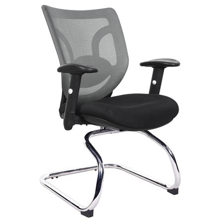 Sedia per sala d'Attesa LAMBO NET, Supporto Lombare, Base in Metallo, Grigio