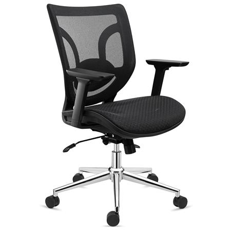 Sedia per Ufficio LAMBO PRO, Rivestimento in Rete, Base in Metallo, Nero