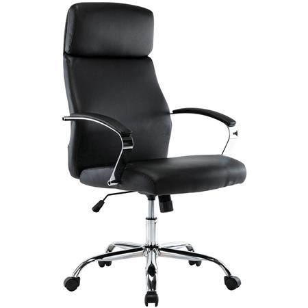 Poltrona per Ufficio RONDA, Elegante e Confortevole, Base in Metallo, Pelle color Nero