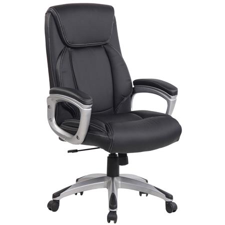 Poltrona per Ufficio MIRANDA, Comoda Imbottitura, in Pelle color Nero