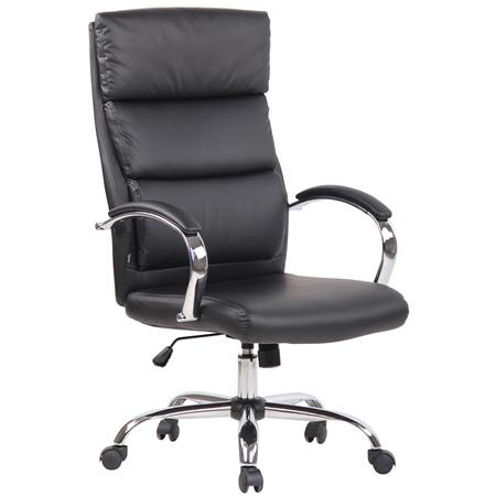 Poltrona per Ufficio DUBLIN, Doppia Imbottitura, Base in Metallo, Pelle, Nero