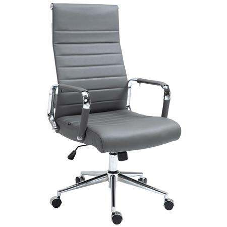 Sedia da Ufficio KOLMU, Design Accattivante, Struttura in Metallo, in Vera Pelle Grigia
