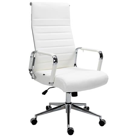 Sedia da Ufficio KOLMU, Design Accattivante, Struttura in Metallo, in Vera Pelle Bianca