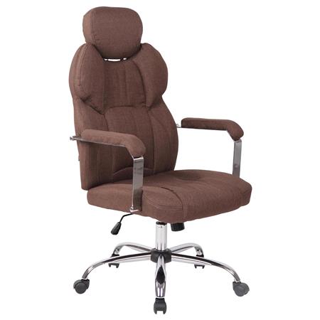 Poltrona da Ufficio CARMELO, Design Moderno, Poggiatesta Regolabile, Tessuto Marrone