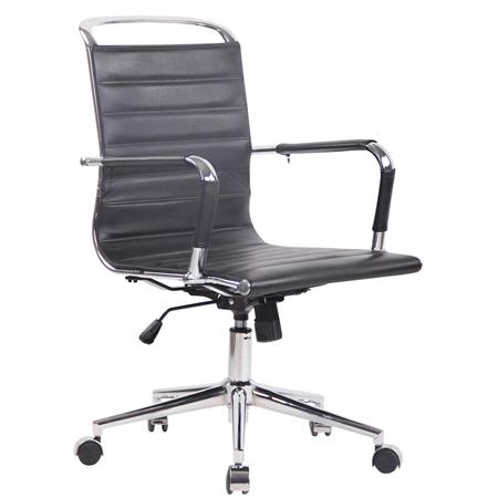 Sedia per Ufficio ZURICH, Elegante, Cuciture a Vista, in Vera Pelle, Nero