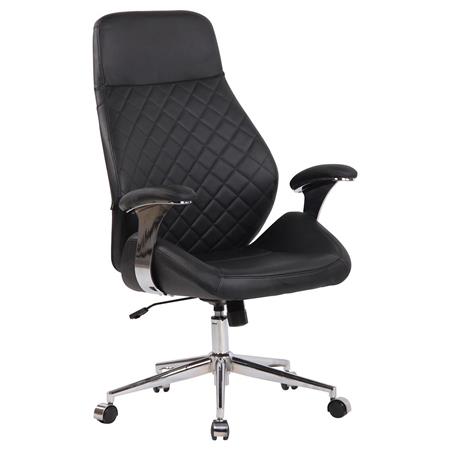 Poltrona da Ufficio LEYTON, Comoda, Design Moderno, in Vera Pelle Nera