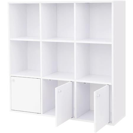 Libreria MAGDA, Pratica e Moderna, 97,5x97,5x29 cm, In Legno Bianco